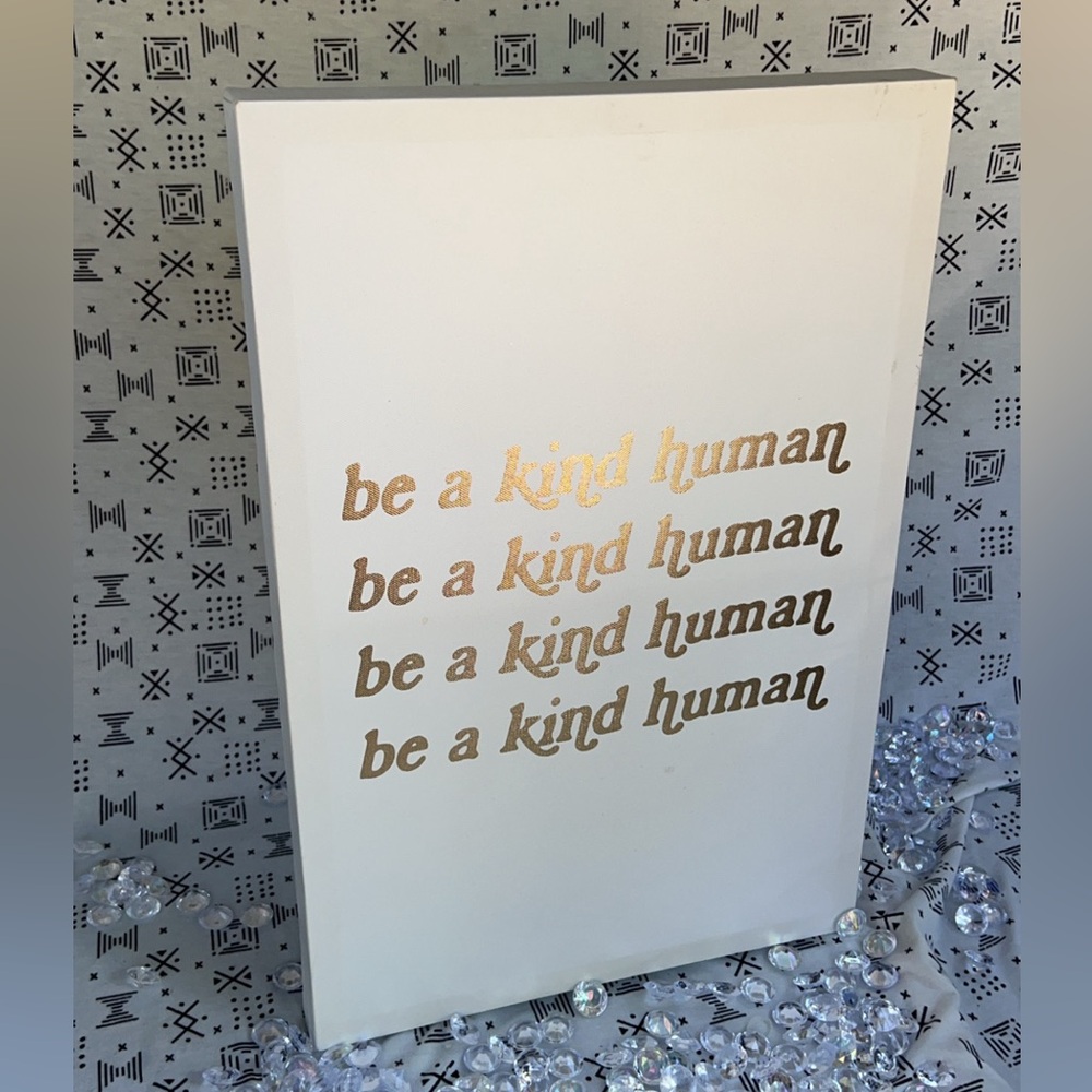 Gold “Kind Human” Canvas Decor